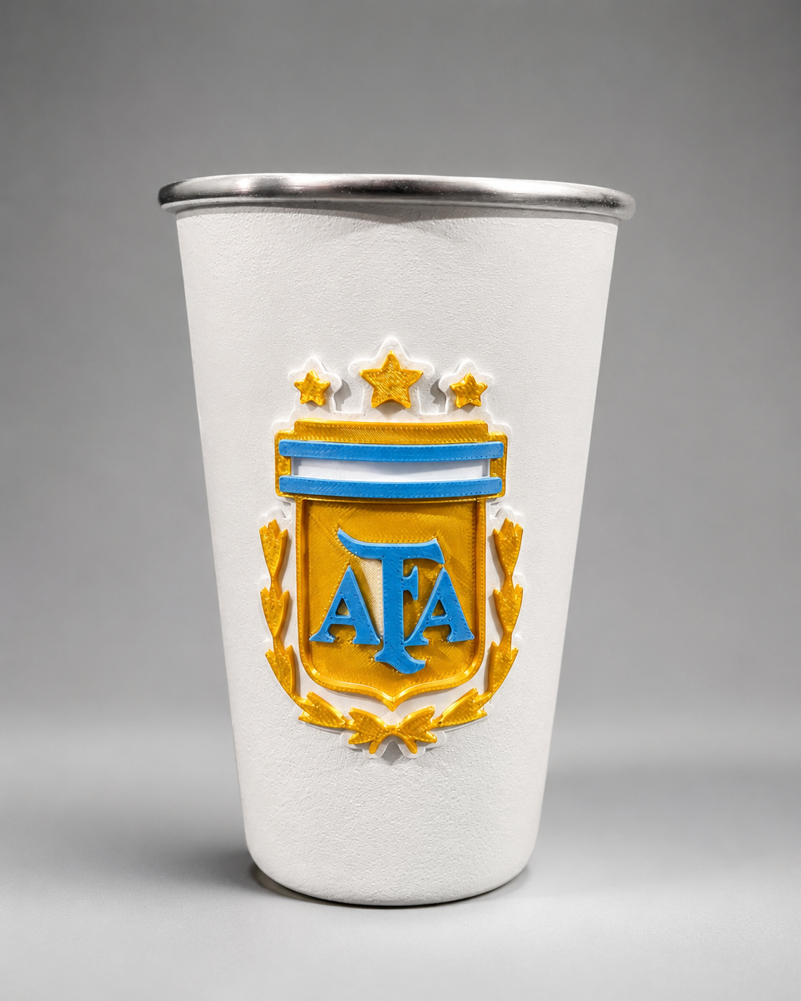 Vaso 1 litro aluminio con aplique 3d color blanco